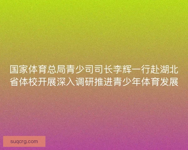 国家体育总局青少司司长李辉一行赴湖北省体校开展深入调研推进青少年体育发展