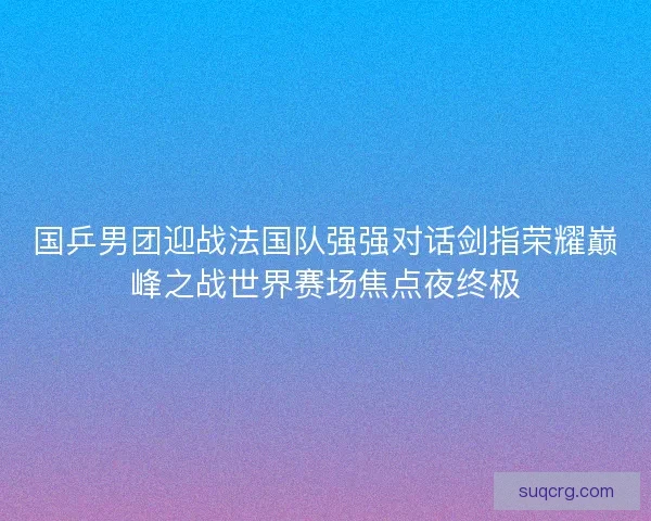 国乒男团迎战法国队强强对话剑指荣耀巅峰之战世界赛场焦点夜终极